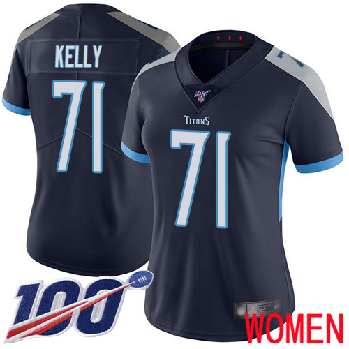 Tennessee Titans Limited Navy Blue Women Dennis Kelly Home Jersey NFL Football #71 100th Season Vapor Untouchable